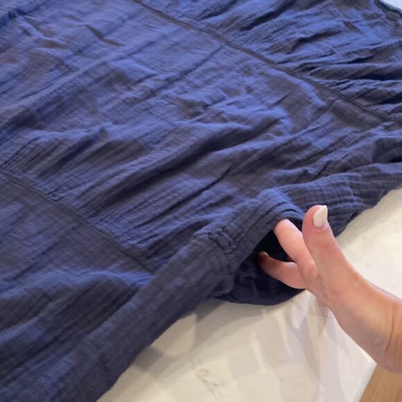 Xirena Ali Dress 100% Cotton Gauze Blue Navy Cami Tiered Dress with Pockets Sm - Picture 6 of 9